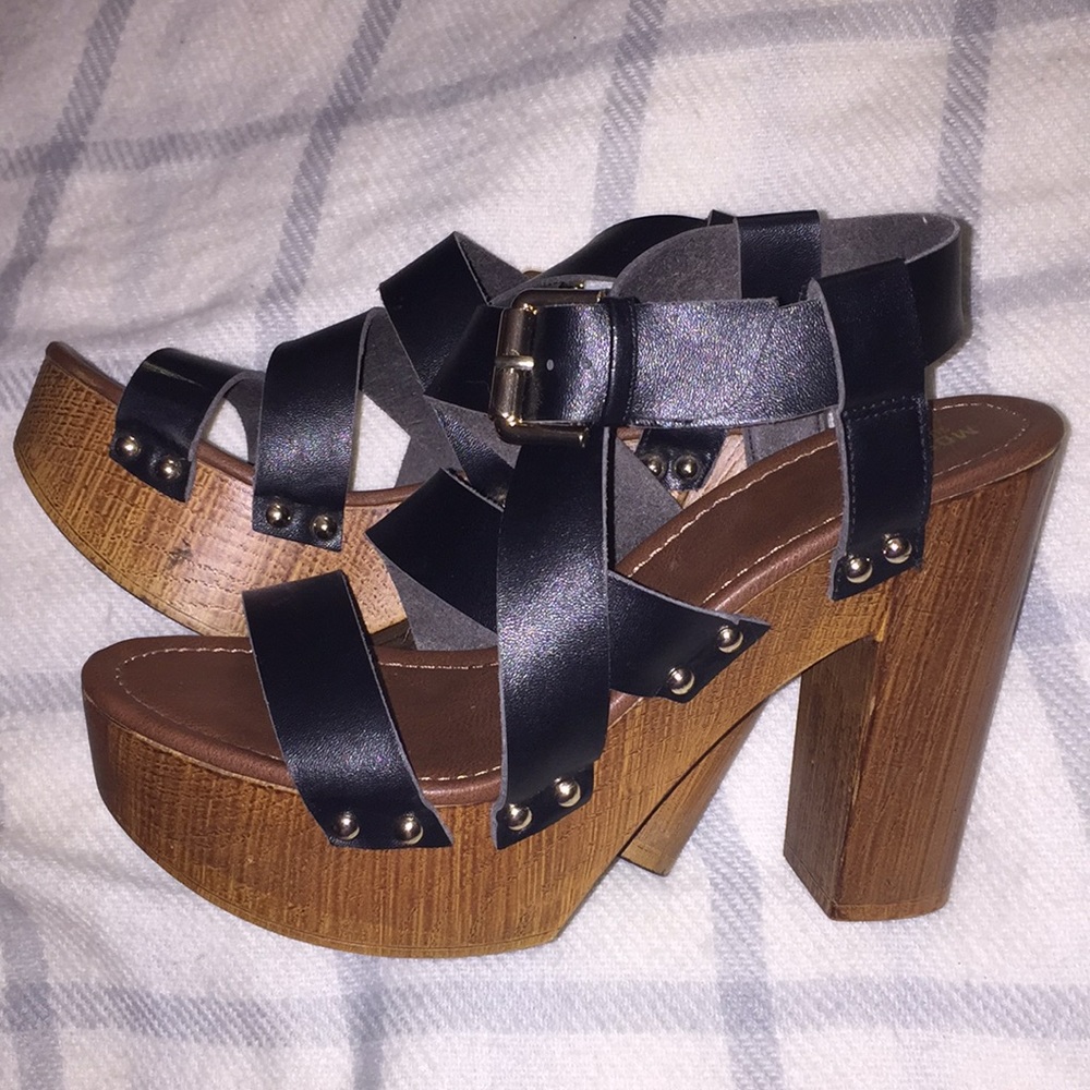 Mossimo Supply Co. Black Faux Leather Wedges